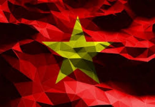 Ảnh cờ Việt Nam trên nền đất nước