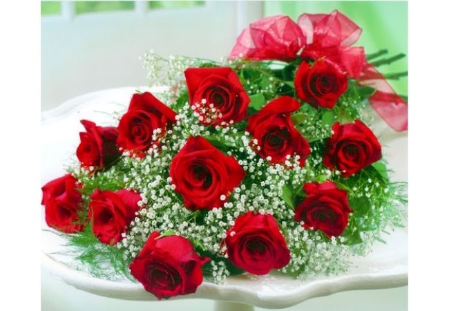 Hình ảnh bó hoa hồng đỏ đẹp tươi