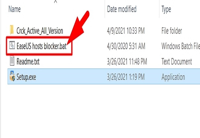 Chọn file EaseUS hosts blocker.bat