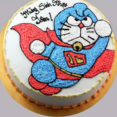 Bánh kem vẽ hình siêu nhân Doremon cho bé