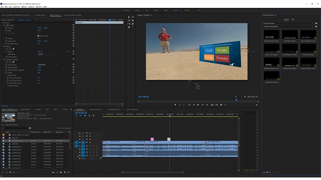 Giao diện phần mềm Adobe Premiere CC 2018