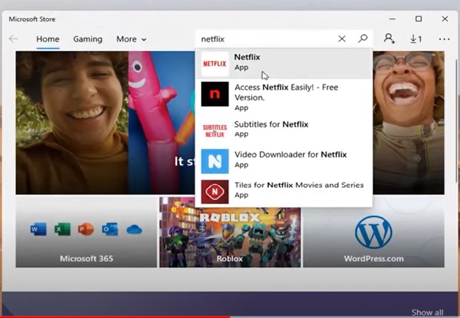 Ở cửa hàng Microsoft bấm mở ứng dụng Netflix để tiến hành tải Netflix cho PC