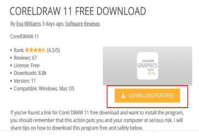Tải phần mềm CorelDraw 11 về PC