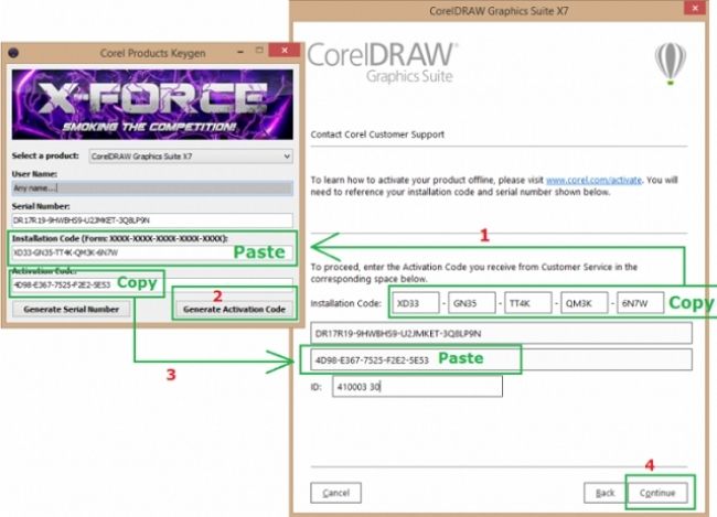 Tiếp tục copy key để hoàn thiện quy trình crack Corel X7