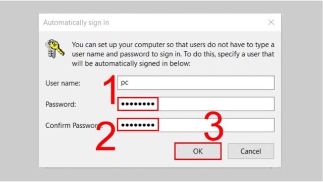 Ấn OK để mật khẩu được xóa bỏ thành công