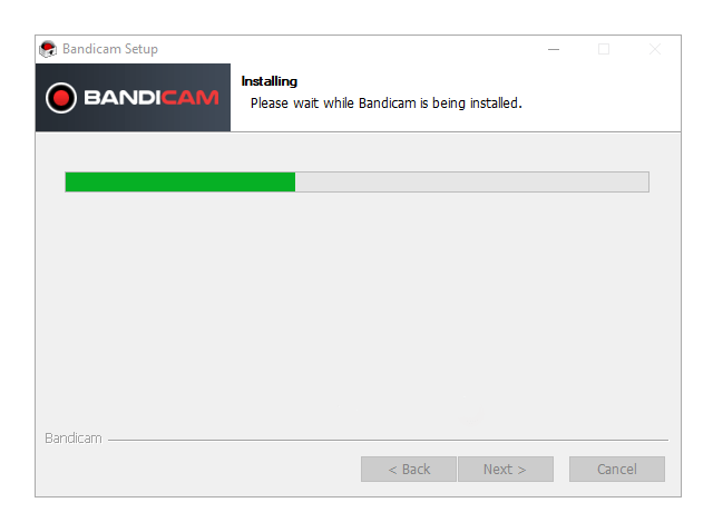Hệ thống đang cài đặt phần mềm Bandicam