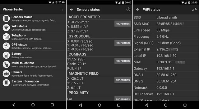 Phần mềm kiểm tra điện thoại Android Phone Tester