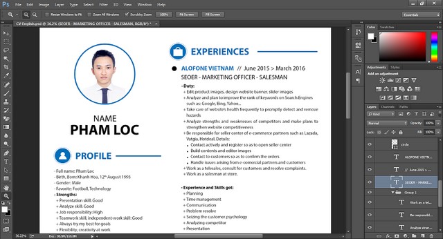 Phần mềm thiết kế CV Adobe Photoshop