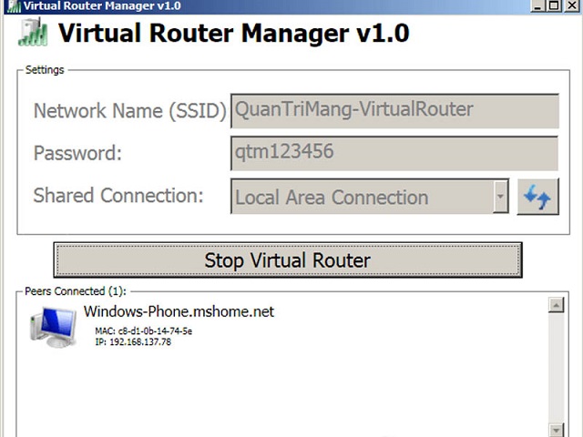 Virtual Router Plus – Phần mềm phát wifi dành cho win 7 mạnh mẽ