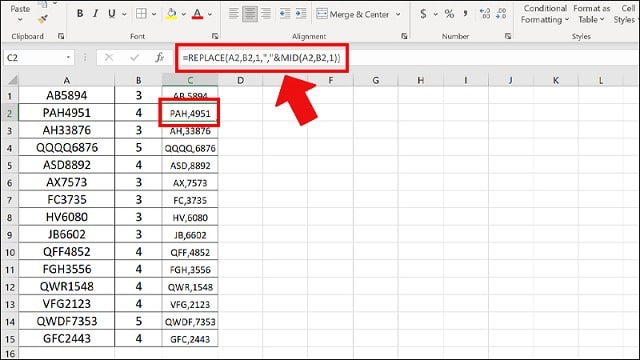 Cách đặt dấu phẩy trong Excel trước các số