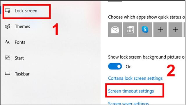 Click chọn mục "Lock screen" rồi chọn tiếp "Screen timeout settings"