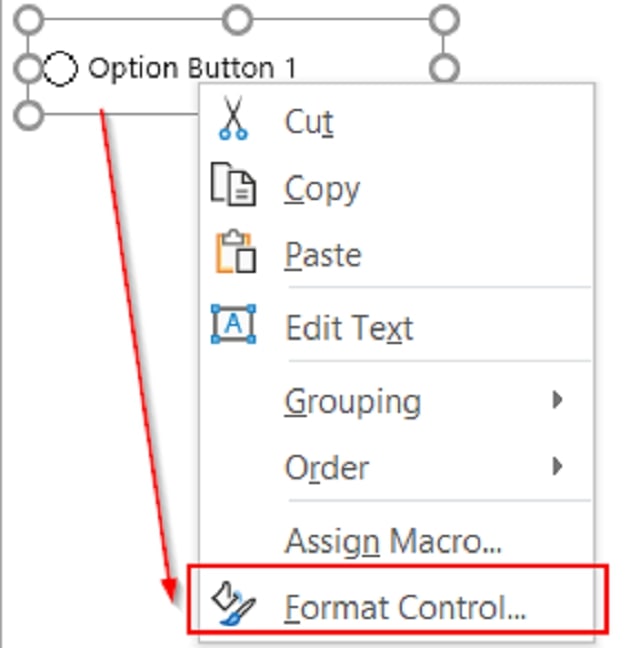 Lựa chọn tính năng Format Control để sử dụng Option