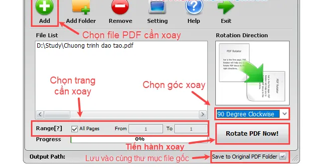Sử dụng phần mềm PDF Rotator để xoay