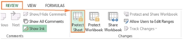 Chọn Protect Sheet