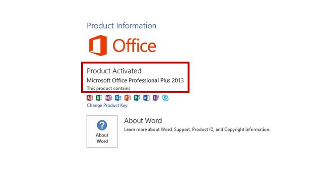 Product Activated đồng nghĩa Office 2013 đã kích hoạt thành công